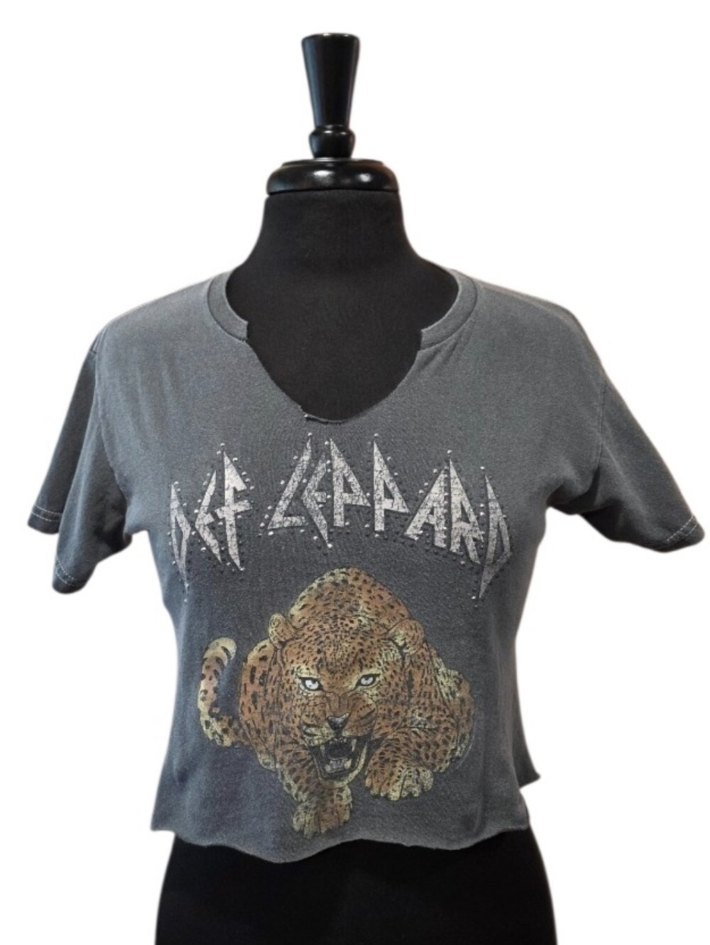 Vinyl Icons Def Leppard M Gray Band Graphic Cropped Tee Rockstar Girlfriend